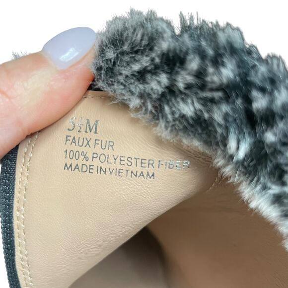 Linea Paolo Foxie Bootie Black Patent Leather Faux Fur Trim Wedge Sneakers - Picture 10 of 11